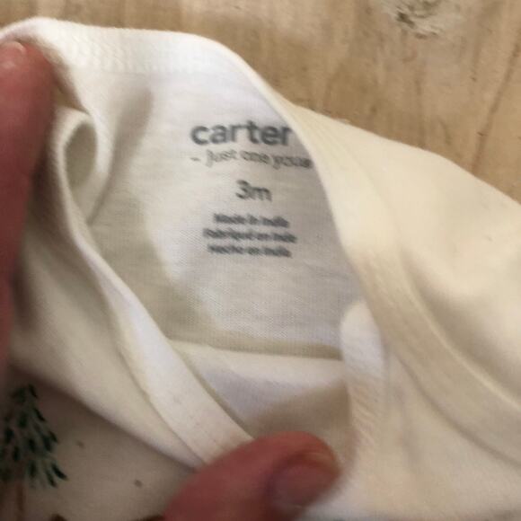 Carter's NWOT Christmas Reindeer Sleeper and Pants White Green Size 3M - Picture 2 of 5
